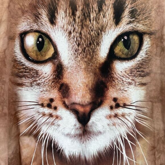 The Mountain Brown Short Sleeve 3D Kitten Cat Face Tie Dye T-Shirt Large - Picture 2 of 4